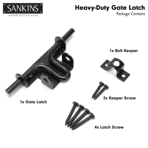 Heavy Duty Black Slide Bolt Gate Latch For Wooden Fences And Vinyl Gates With Padlock Hole, Tough As Nails Gate Lock Hardware