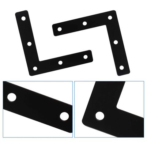 10Pcs 3 x 3 Inch L Bracket Corner Brace (80 X 80mm), Iron Flat Corner Bracket, Metal L Shaped Support Brace showing front and close-up views