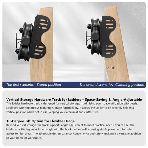 12 Foot Sliding Library Ladder Hardware Kit For Black Retractable Rolling Ladder With Braking Casters Adjustable Upright Position Max Load 300 Pounds No Ladder Included All In One Kit For Easy Weekend Installation