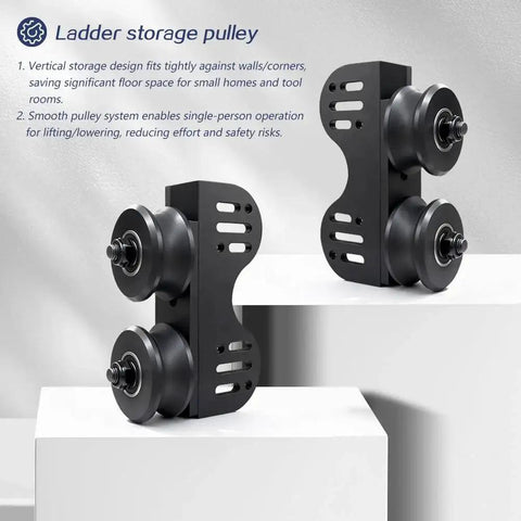 12 Foot Sliding Library Ladder Hardware Kit For Black Retractable Rolling Ladder With Braking Casters Adjustable Upright Position