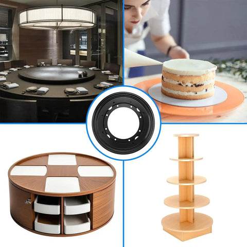 8 Pack 9 Inch Black Lazy Susan Turntable Bearing Plates And Base Set For Heavy Duty Rotating Tables And Workstations