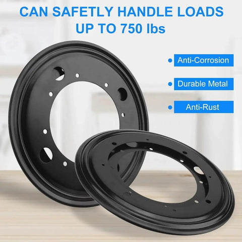 8 Pack 9 Inch Black Lazy Susan Turntable Bearing Plates With Anti-Corrosion Durable Metal Up To 750 Lbs Load Capacity