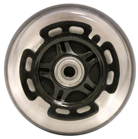 L.E.D. Scooter Wheels with Bearings for Scooters 100mm Light Up 2-Pack (Black), close-up of wheel design