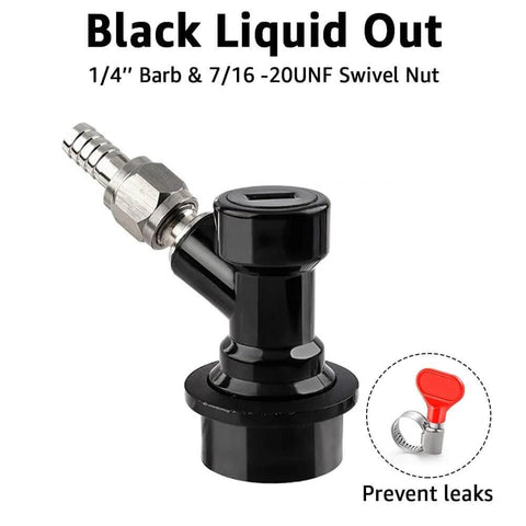 Two Pack Ball Lock Disconnects With Stainless One Quarter Inch Liquid Barb for Corny Kegs and Keg Posts MFL Swivel Nuts