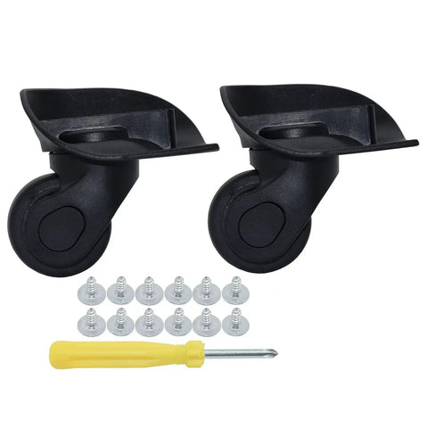 Carry On Travel Suitcase Spinner Wheels Replacement Left And Right Caster With Screws And Tool 2 Pcs Black Wear Resistant Plastic Upgrade For Smooth Rolling And Easy Luggage Maintenance