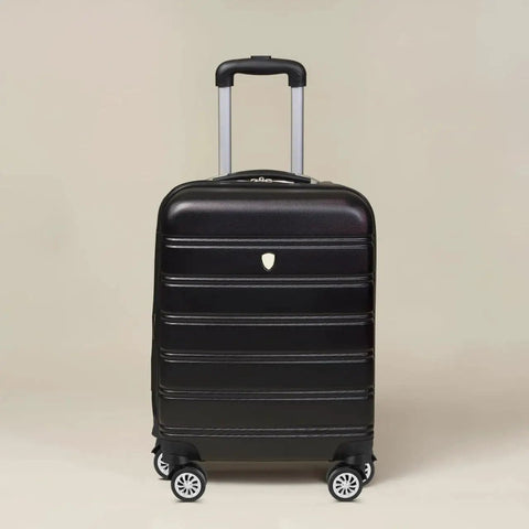 4 Piece Universal Luggage Wheels Replacement Kit for Suitcases with black 360-degree silent swivel casters visible on a suitcase