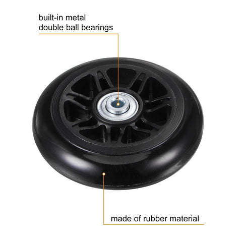 Replacement Luggage Wheels 90x24mm Suitcase Repair Kit with PU Bearing Wheels close-up of rubber wheel with built-in bearings