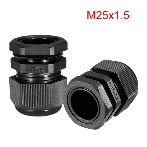 Ten Pcs M25 Cable Gland Waterproof Connector Plastic Wire Glands Joints Black For 11 To 18 Mm Diameter Wires M25x1.5
