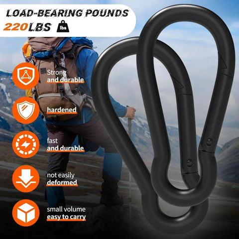 15 Pieces M5 Heavy Duty Carabiner Clips 2 Inch Snap Hooks for Fishing Camping Hammock Dog Leashes 220 Lbs Capacity