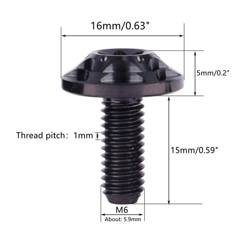 ✝️ UHDFBDHF Titanium Bolt M6 Torx Head T40 Screws for Bicycle, Motorcycle, Car, 10/15/20mm, Pack of 4 (Black, M6x15mm)