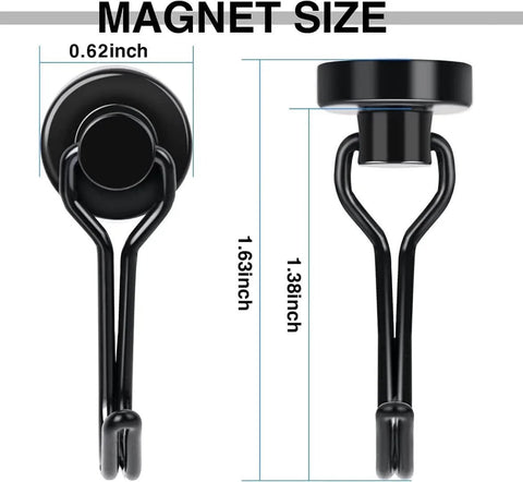Detailed view of magnet with dimensions, showing 0.62-inch width and 1.63-inch height, labeled 'MAGNET SIZE' for reference.