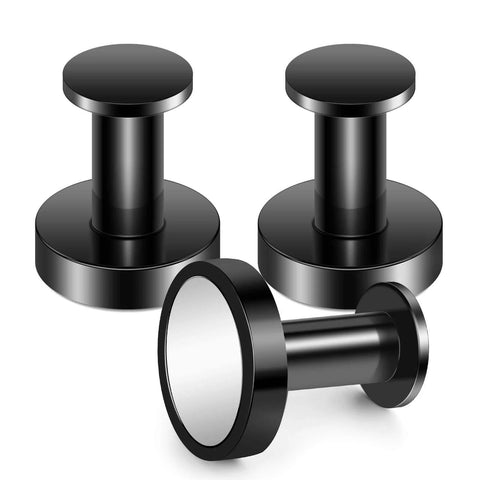 3-Pack of sleek black gauges for ear piercings, showing front and side views, emphasizing smooth surfaces and compact design.