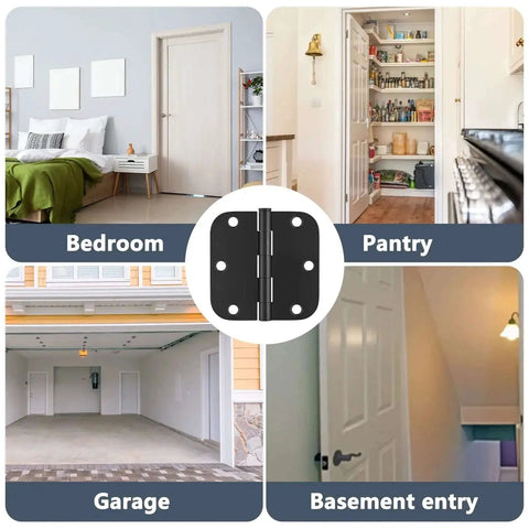 18 Pack Black Matte Interior Door Hinges 3.5 Inch By 3.5 Inch Rounded 5/8 Radius Heavy Duty Hinges For Residential Doors installation examples