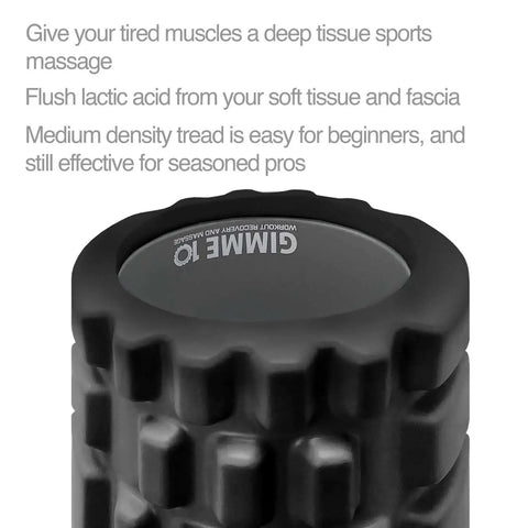 Medium Compression Foam Roller For Myofascial Release Massage With Three Texture Zones close-up showing deep tissue texture