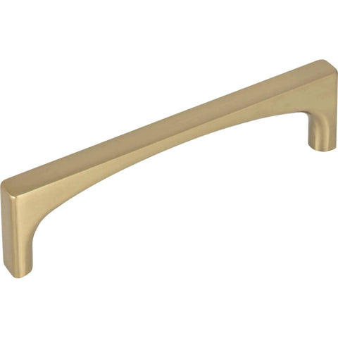 Brass cabinet pull, overall length 4-3/16 inches, Grace collection style handle for kitchen and bath hardware.