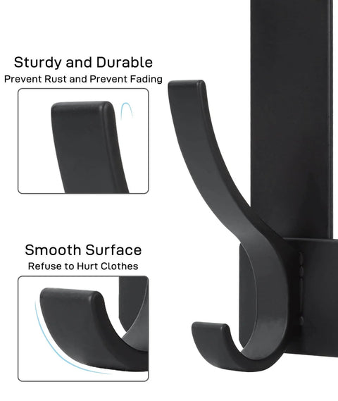 Close-up of a black hook featuring smooth surface and sturdy, durable design to prevent fading and rust