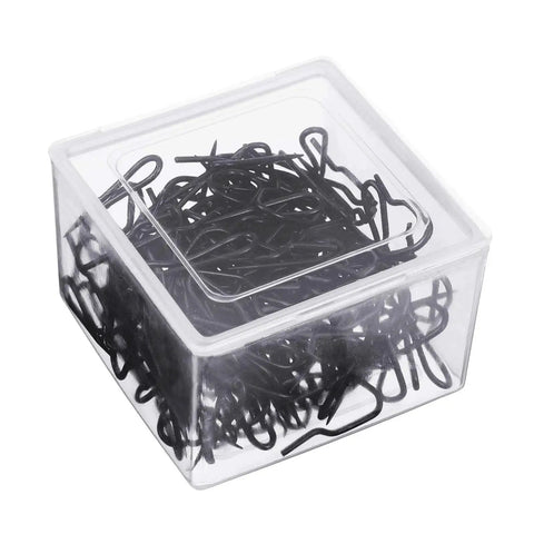 120 Pack Metal Drapery Hooks for Curtains Pinch Pleat Hooks Clear Storage Box 1.2 Inch Stainless Steel Curtain Hangers in Black