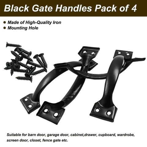 4 Pack 6 Inch Bow Style Metal Door Handles Door Pulls for Furniture Cabinets Kitchen Drawers Dressers Gates Vintage Barn Door Hardware