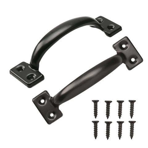 2PCS 6-1/2 Inch Pulls Black Door Pull Handle Metal Kitchen Cabinets Furniture Wardrobe Medicine Handle in Black Door Hardware