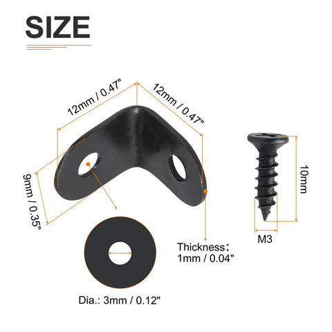 ✝️ 0.47"x0.47"x0.35"(LxWxH) L Bracket Corner Braces -12Pack- Good for Mending Wooden Furniture - Metal Right Angle Brackets W/Screws - Black designed for smooth motion and stable alignment in automation and mechanical systems