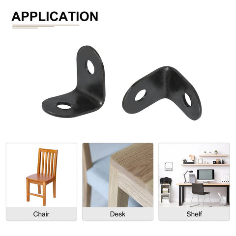 0.47"x0.47"x0.35"(LxWxH) L Bracket Corner Braces -12Pack- Good for Mending Wooden Furniture - Metal Right Angle Brackets W/Screws - Black designed for smooth motion and stable alignment in automation and mechanical systems with application on chair, desk, shelf.