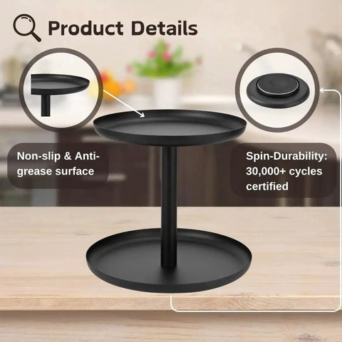 Two Tier Metal Lazy Susan Organizer Rotating Spice Rack For Kitchen Pantry And Countertop Made From 1.2mm Cold Rolled Steel