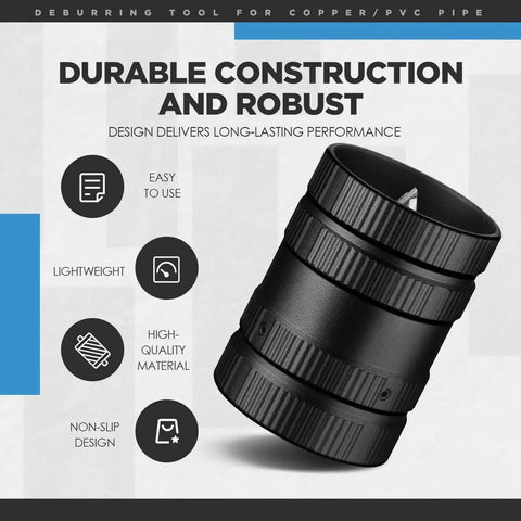 2 Pack Pipe Reamer Deburring Tool Set For Copper And PVC Pipes, Metal Plumbing Tools, black reamer close-up