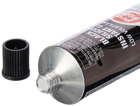 RTV Silicone Sealant For Metal Surfaces, 3 Oz Tube, Black, Oil Resistant And Sensor Safe, tube with removed cap