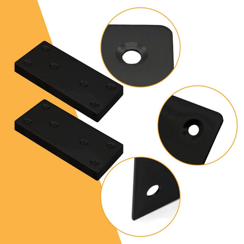 4pcs Metal Flat Straight Brace Bracket, 4'' x 2'' (L x W) Stainless Steel Mending Plate, Joining Bracket Wood Connectors in black