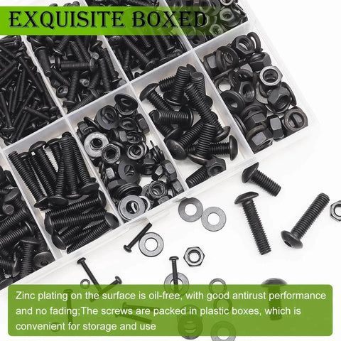 888Pcs Metric Screw Assortment Kit M2 M3 M4 M5 Hex Button Head Screws with Nuts Washers in Storage Box