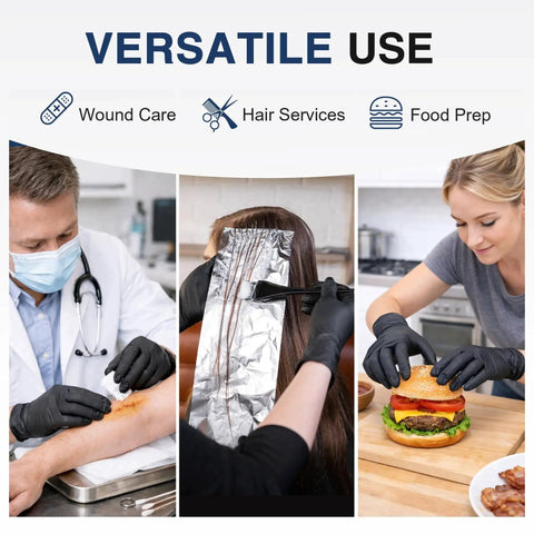Black Nitrile Exam Gloves Box Of 100 Latex Free Powder Free Disposable Medical used for wound care, hair services, food prep