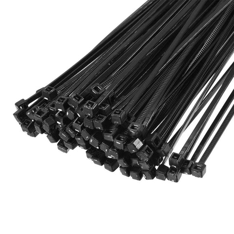 Bundle of Nylon Cable Ties 8 Inch Self-Locking Zip Ties 0.08 Inch Width Black 100pcs for wire management and DIY projects.