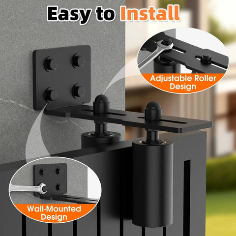 Heavy Duty Sliding Gate Guide Roller Hardware Kit With 4 Inch Black Nylon Wheels And Steel L Bracket, Adjustable Sliding Gate Roller