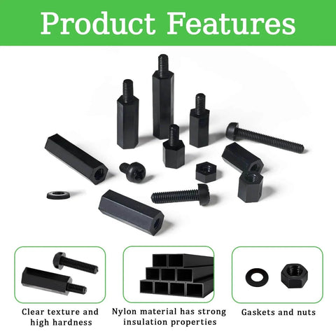365 Pieces M2.5 Black Nylon Hex Spacer Standoff Set With Male And Female Spacers Nuts And Screws For PCB Motherboard Raspberry Pi Hats