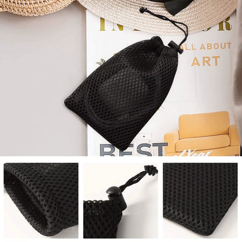 Nylon Mesh Drawstring Bag, 5 x 3.5 Inch Small Storage Pouch for Mini Stuff MP3 Charger Earphone Key, Black, detail view of material