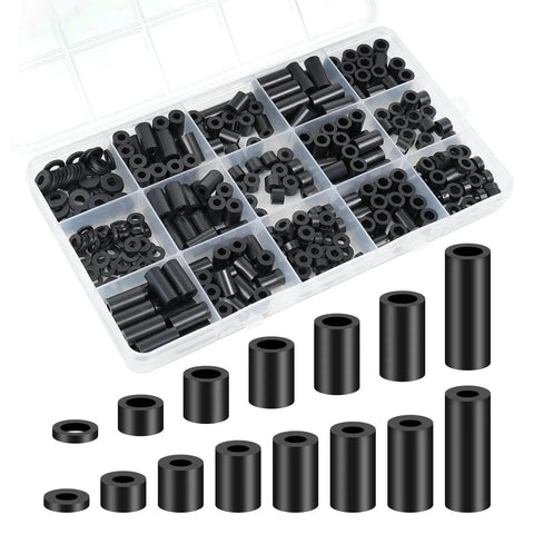 345 Pcs Black Nylon Electrical Outlet Spacers Kit Non Threaded Round Plastic Spacers For Switch And Receptacle Screws