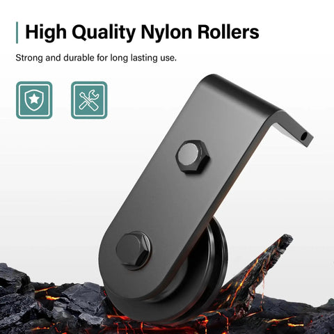 High quality nylon roller from Bifold Barn Door Hardware Kit 48 Inch Track Heavy Duty Sliding System For Up To Four Eleven And A Half Inch Panels