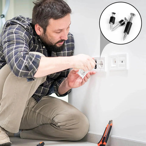 Man installing outlet with 1000 Pcs Black Nylon Round Spacers For M3 And M4 Screws For Electrical Outlet Kit 14 Size Set Durable High Quality