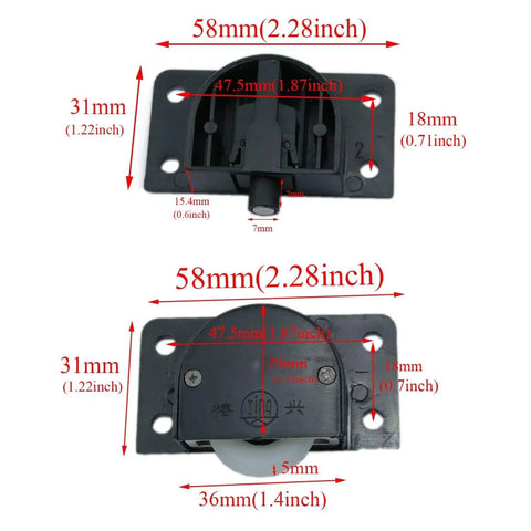 Black Nylon Sliding Door Roller Wheel Set For Closets And Wardrobes Durable ABS Bearing Window Pulley Smooth Quiet 58mm dimensions