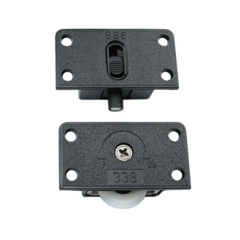 Black Nylon Sliding Door Roller Wheel Set For Closets And Wardrobes Durable ABS Bearing Window Pulley Front View