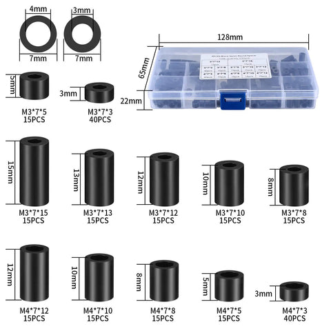 320 Pieces Black Nylon Electrical Outlet Spacer Kit Round Non Threaded Plastic Spacers For Switches And Receptacles 14 sizes