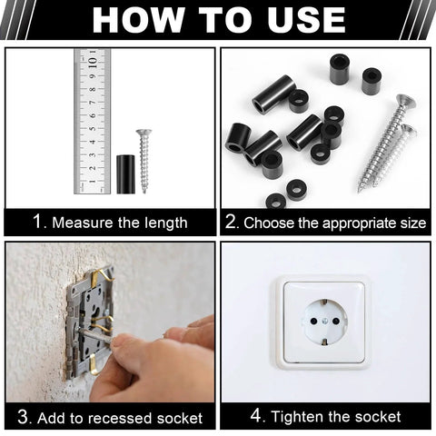Guide for using 1000 Pcs Black Nylon Round Spacers For M3 And M4 Screws For Electrical Outlet Kit with step-by-step instructions.