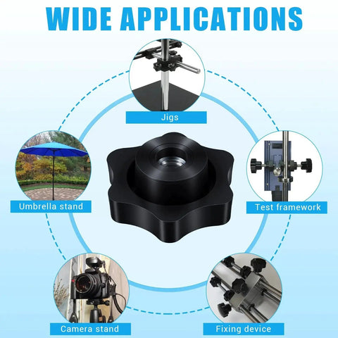 30 Pcs 1/4-20 Star Knobs With Hexagon Head Through Hole Clamping Knobs for various applications like jigs and camera stands