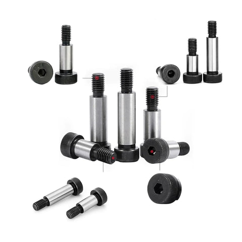 Beefy Heavy Duty Alloy Steel Shoulder Bolts Five Sixteenths By One And One Half Inch Hex Socket With One Quarter Twenty Threads Black Oxidized Finish