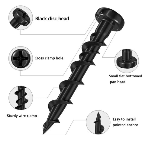 Detailed view of Pan Head Drywall Anchors One And One Quarter Inch Black Anti-Rust Coated Bolt Anchors For Hollow Walls 100 Pack
