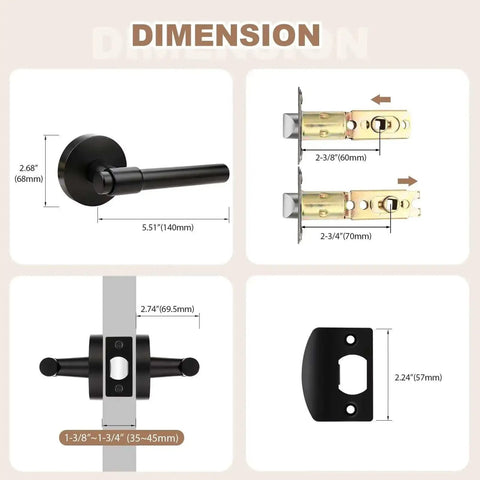 Dimensions of Black Passage Door Handles Three Pack Heavy Duty Reversible Non Locking Lever For Interior Doors with Adjustable Latch
