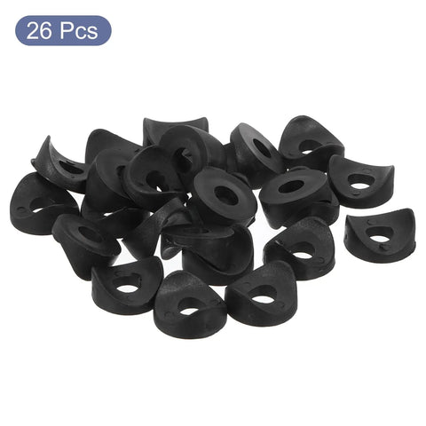 Black PE Concave Round Washers Set, 26 Pieces, 8x22x4mm, suitable for DIY projects, machinery, marine, and electrical setups.