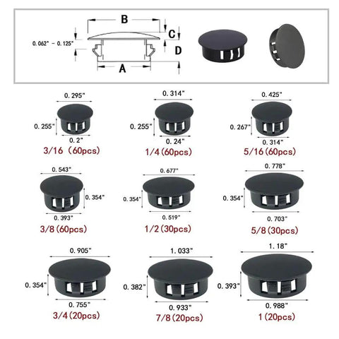 Plastic Hole Plugs Set 360 Pieces In 9 Sizes Flush Type Snap In Locking End Caps For Holes On Furniture Posts Fencing Pipes Tubes