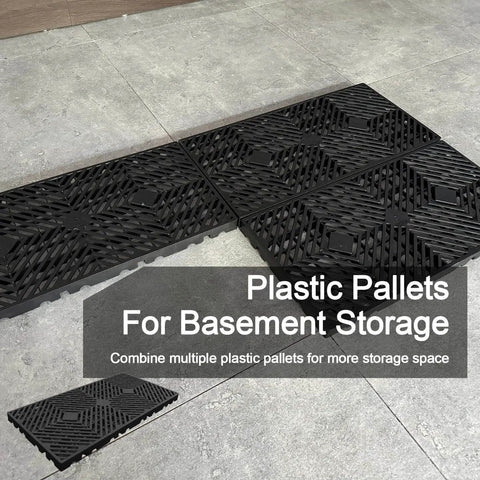 10 Pcs Lightweight Plastic Pallets 11.8 By 23.6 By 1.18 Inch Waterproof Moisture Proof Floor Pallets For Garage Basement Industrial Storage With Grid Ventilation Blue And Black