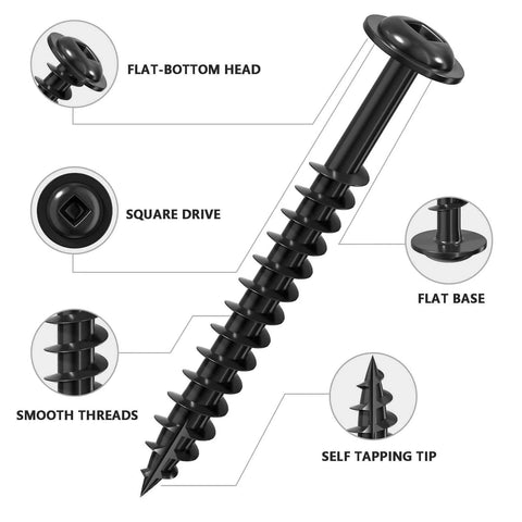 ✝️ Wensilon (Black) Pocket Hole Screws # 8 * 1" 1049pcs 5lbs with square drive and flat-bottom head, suitable for wooden use